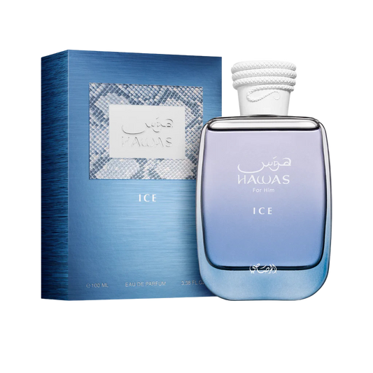 RASASI HAWAS ICE men's eau de parfum 100ml in blue bottle with matching box