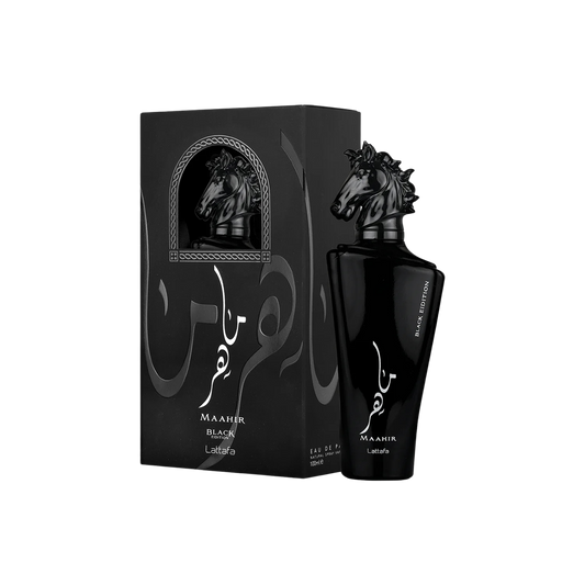 Lattafa Maahir Black Edition 100ml Eau de Parfum bottle, a top wedding perfume pick for Pakistan 2026