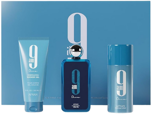 AFNAN 9AM DIVE GIFT SET FOR MEN (100ML PARFUM + 150ML BODY SPRAY + 150ML SHOWER GEL)