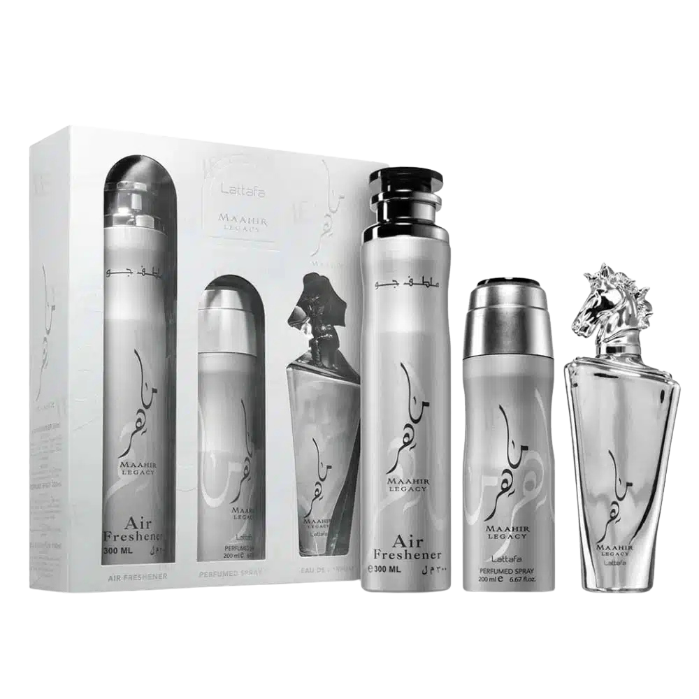 MAAHIR SILVER GIFT SET (PERFUME + BODY SPRAY + AIR FRESHENER)