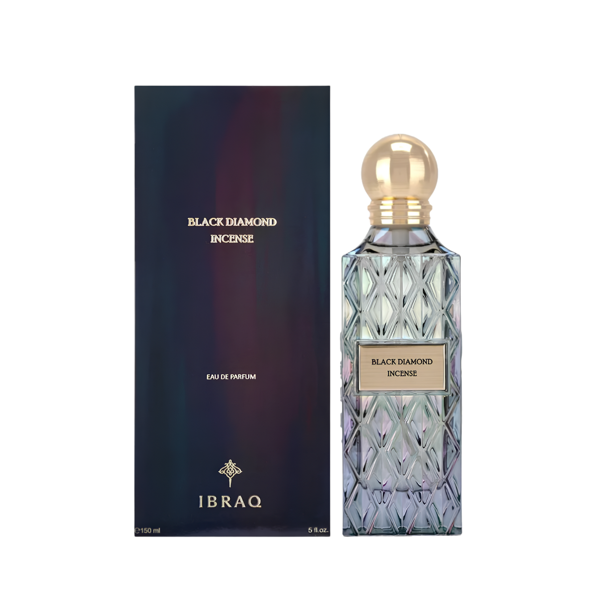 Ibrahim Al Qurashi IBRAQ Perfumes إبراق Black Diamond Incense Eau De Parfum – 150ml | Unisex | Sparkling Warm Spices, Velvet Smoky Frankincense & Radiant Rich Oud-Amber Luxury Diamond Series Signature Scent