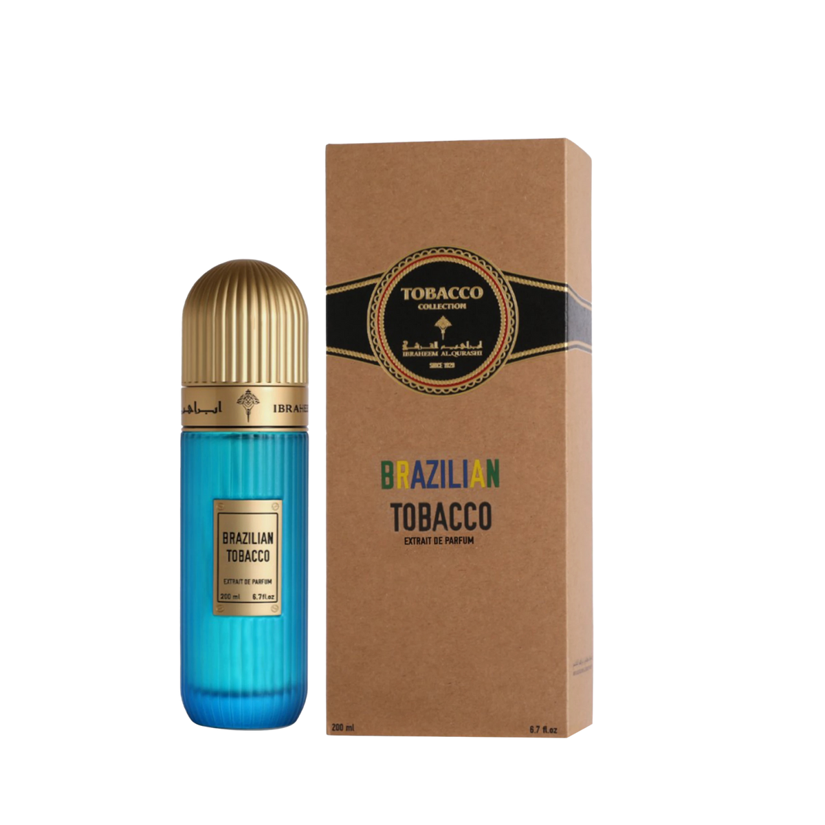 Ibrahim Al Qurashi IBRAQ Perfumes إبراق Brazilian Tobacco Eau De Parfum – 200ml | Unisex | Sparkling Warm Spices, Velvet Dark Tobacco & Radiant Rich Vanilla-Amber Luxury Signature Scent