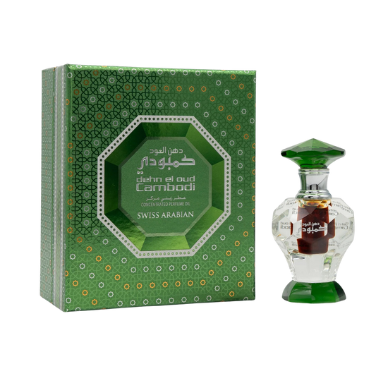 Swiss Arabian Dehn El Oud Cambodi Concentrated Perfume Oil – 3ml | for Men & Women | Majestic Aged Cambodian Oud, Earthy Woods & Radiant Amber Luxury Arabian Scent (Alcohol-Free)