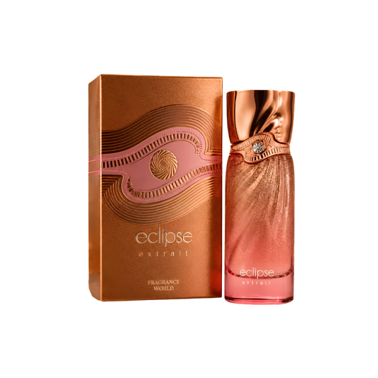 Fragrance World Eclipse Extrait De Parfum – 100ml | Premium Luxury Women's Oriental Woody Fragrance | Sparkling Mandarin, Rich Black Tea, Golden Honey, Smoky Olibanum & Guaiac Wood Long-Lasting Feminine Perfume