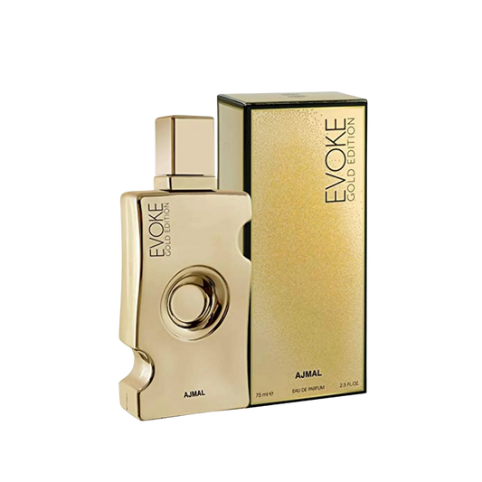 Ajmal Evoke Gold Edition Eau De Parfum – 75ml For Women | Premium Woody Spicy Floral Fragrance | Spicy Pink Pepper, Tart Blackcurrant, Elegant Jasmine, Decadent Caramel & Warm Amber Long-Lasting Luxury Perfume