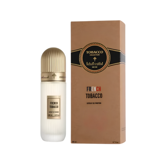 Ibrahim Al Qurashi IBRAQ Perfumes إبراق French Tobacco Extrait De Parfum – 200ml | Unisex | Sparkling Blood Orange & Apple, Velvet French Tobacco & Ginger, Radiant Rich Guaiac Wood & Luban Luxury Jumbo Signature Scent