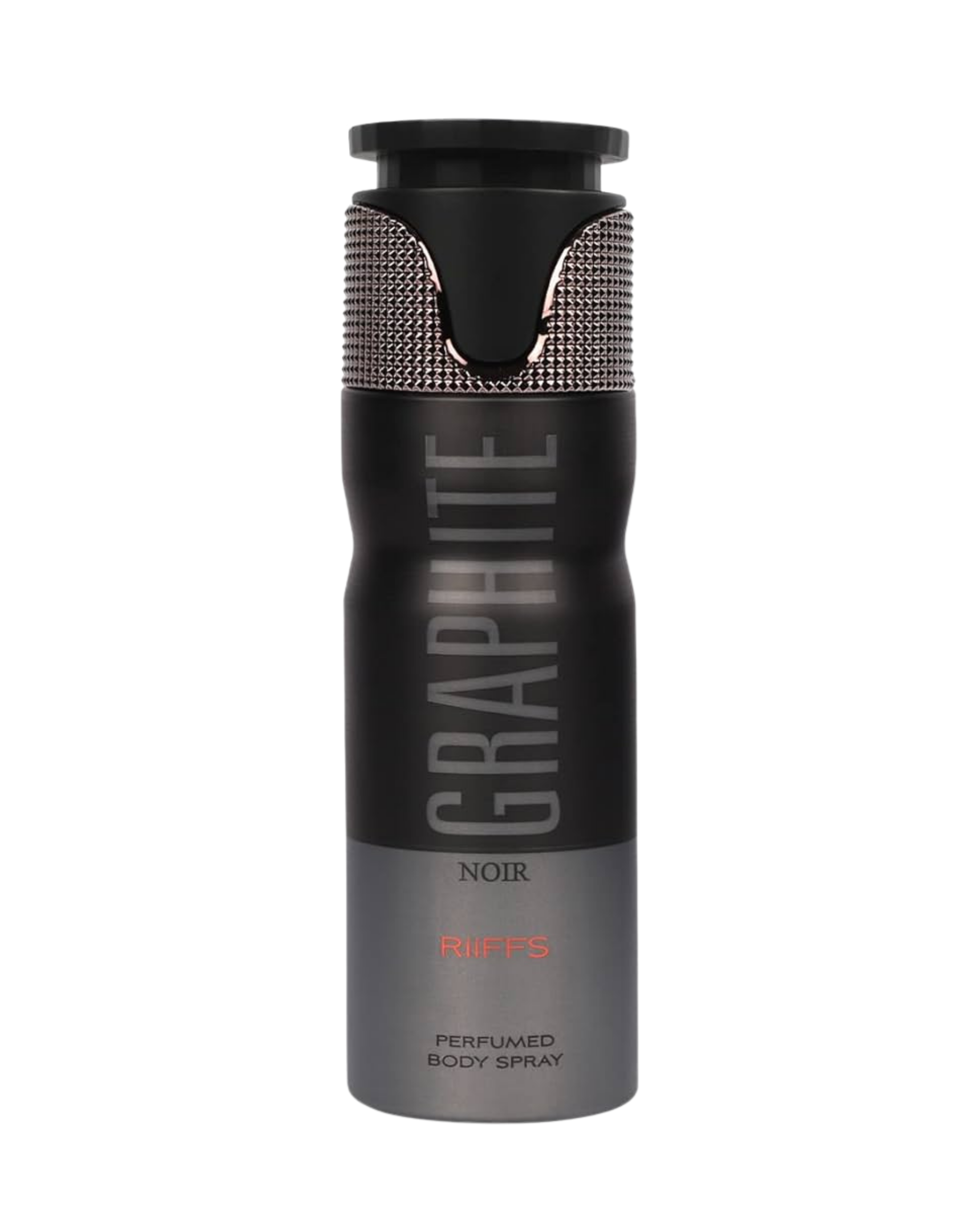 Riiffs Graphite Noir Perfumed Deodorant for Men – 200ml | Long-Lasting Fresh Metallic, Aromatic & Woody Body Spray