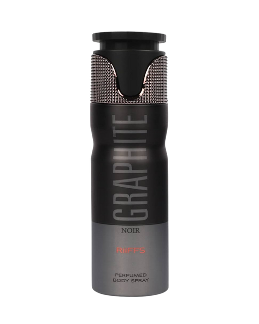 Riiffs Graphite Noir Perfumed Deodorant for Men – 200ml | Long-Lasting Fresh Metallic, Aromatic & Woody Body Spray