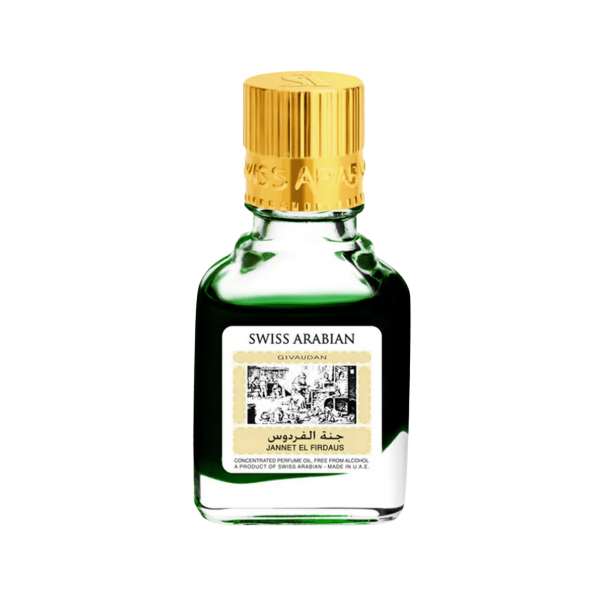 Swiss Arabian Jannat Al Firdaus Green Concentrated Perfume Oil | for Men & Women | Sparkling Aldehydic, Herbal Basil & Radiant Musk Luxury Arabian Scent (Alcohol-Free)