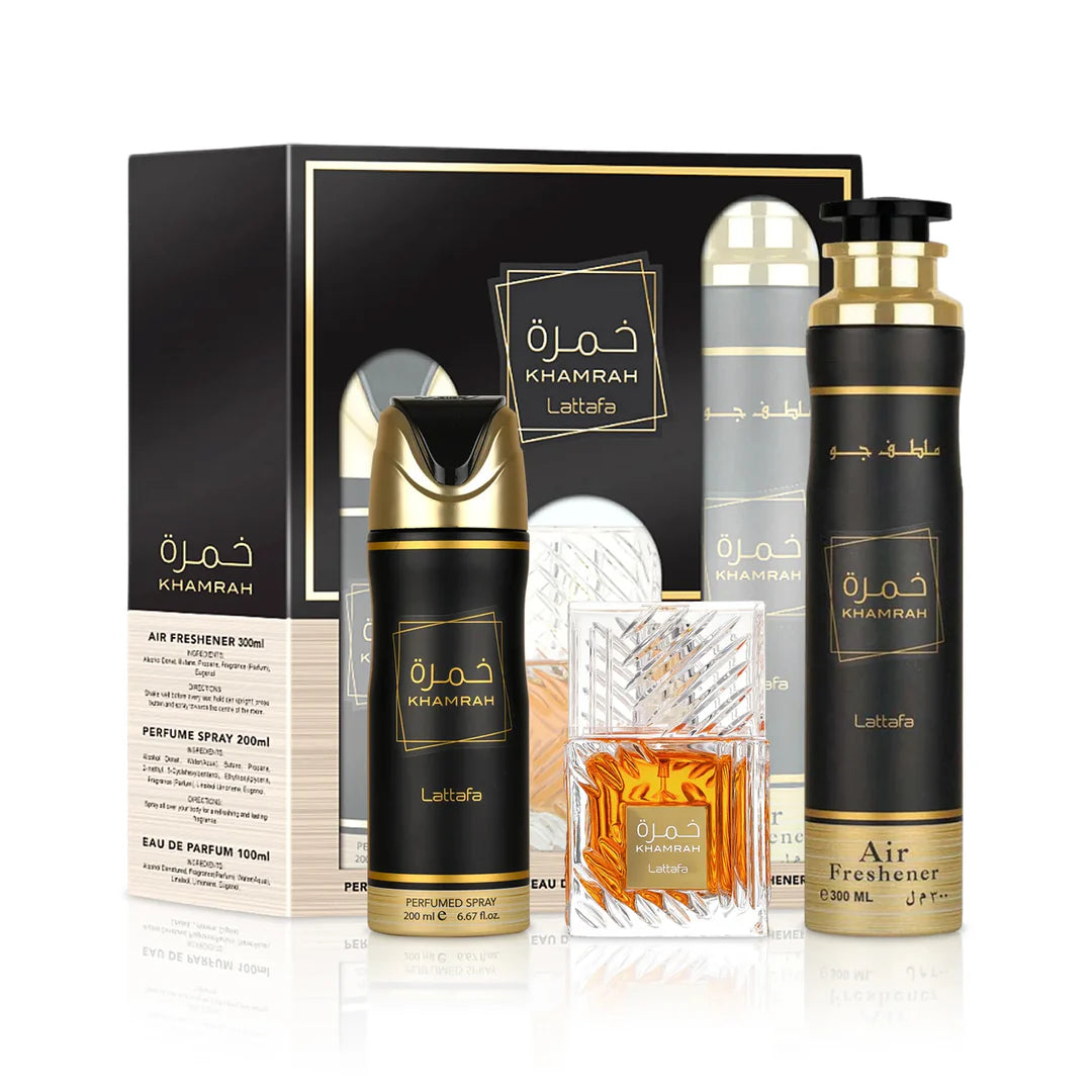 KHAMRAH GIFT SET (100ML PERFUME + 200ML BODY SPRAY + 300ML AIR FRESHENER)
