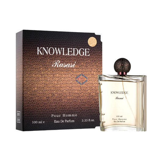 Rasasi Knowledge Pour Homme Eau De Parfum – 100ml | Sparkling Citron, Spicy Cardamom & Deep Cedarwood Luxury Signature Scent for Men