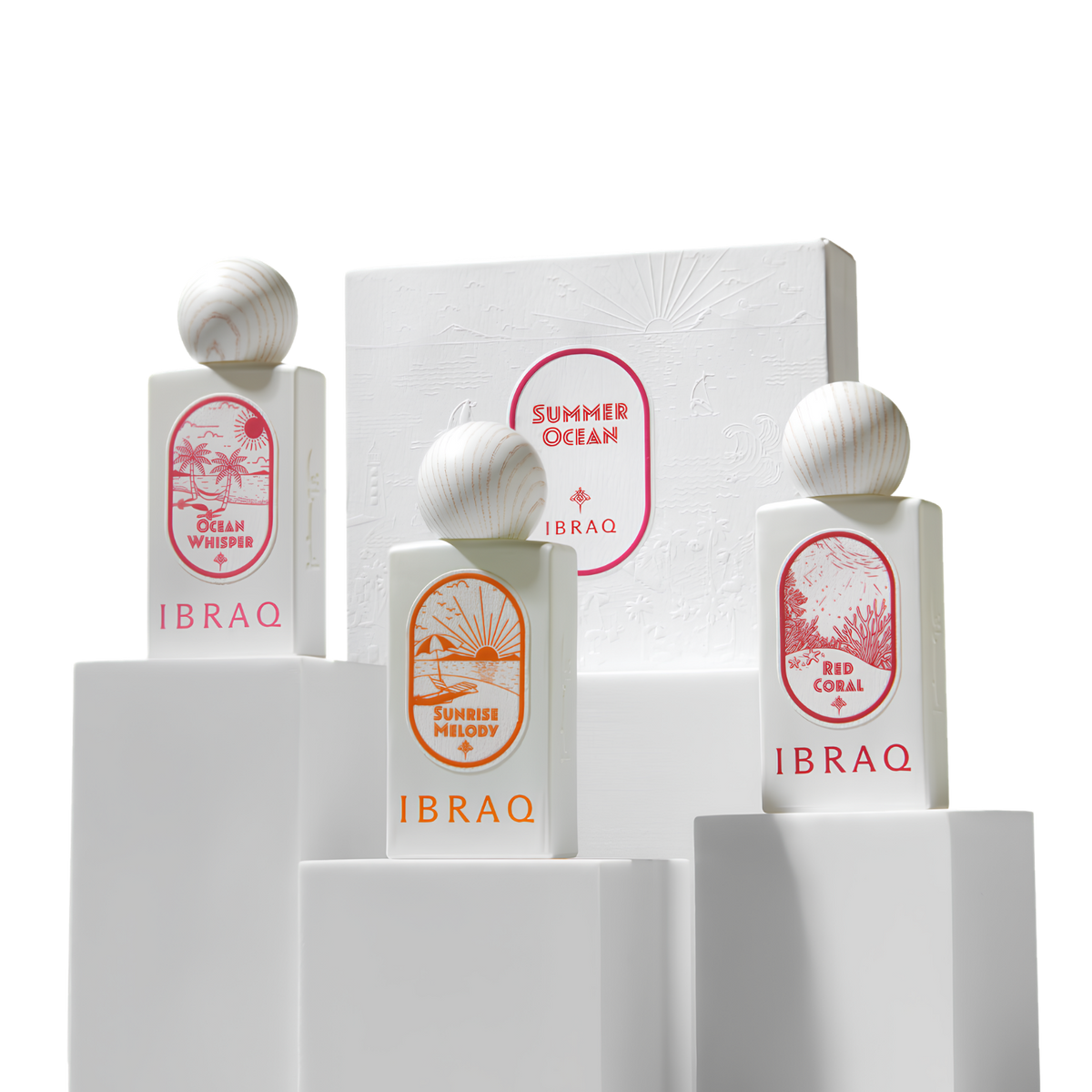 Ibrahim Al Qurashi IBRAQ Perfumes إبراق Summer Ocean Mini Collection Gift Set – 10ml x 3 | Unisex | Premium Travel Set with Sparkling Bergamot, Velvet Marine Accord & Radiant Driftwood Luxury Discovery Kit