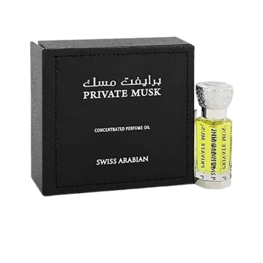 Swiss Arabian Private Musk Concentrated Perfume Oil – 12ml Roll-On | for Men & Women | Sparkling Saffron, Velvet Jasmine & Radiant Cotton Candy Luxury Arabian Scent (Alcohol-Free)