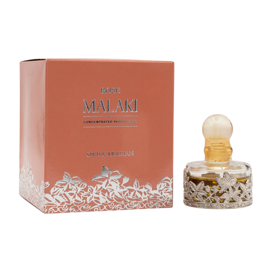 Swiss Arabian Rose Malaki Concentrated Perfume Oil – 25ml | for Men & Women | Sparkling Turkish Rose, Velvet Geranium & Radiant Sandalwood Luxury Arabian Scent (Alcohol-Free)