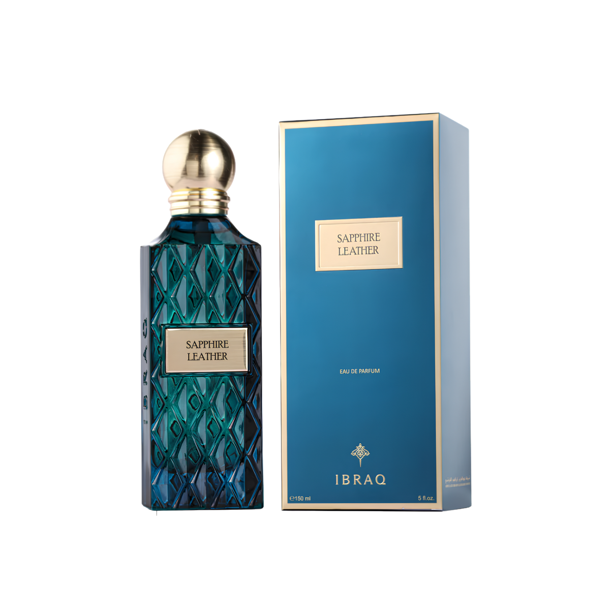 Ibrahim Al Qurashi IBRAQ Perfumes إبراق Sapphire Leather Eau De Parfum – 150ml | Unisex | Sparkling Raspberry, Velvet Sueded Leather & Radiant Rich Amber Luxury Diamond Series Signature Scent